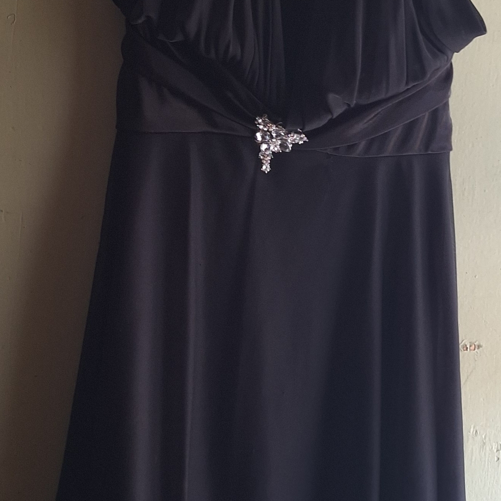 XOXO Strapless Black Evening Gown with Rhinestone Accent